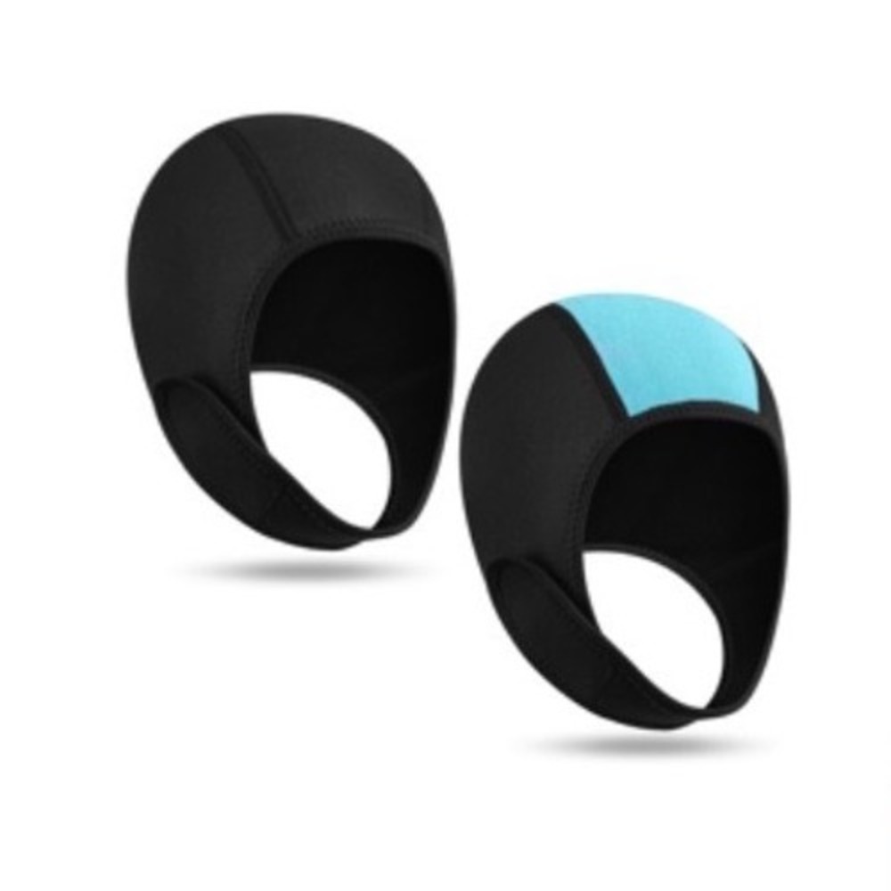 Unbranded Neoprene Swim Cap 2 Pack Unisex OSFM Black Teal New Thermal Chin Strap